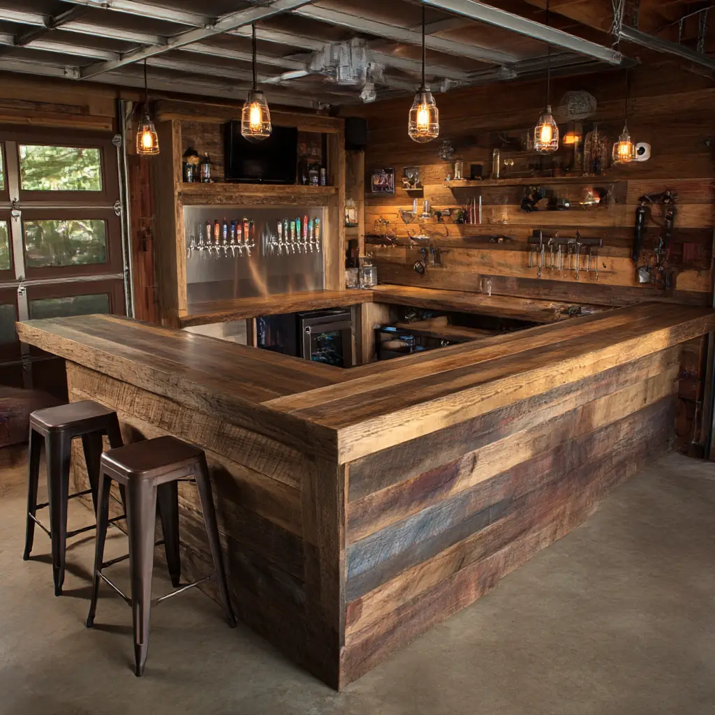 Rustic Wood Bar Setup