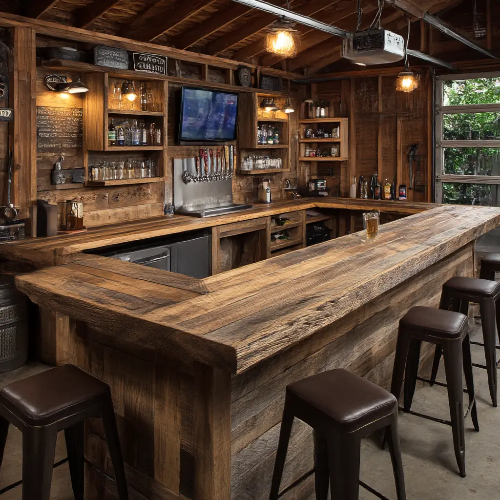 Rustic Wood Bar Setup