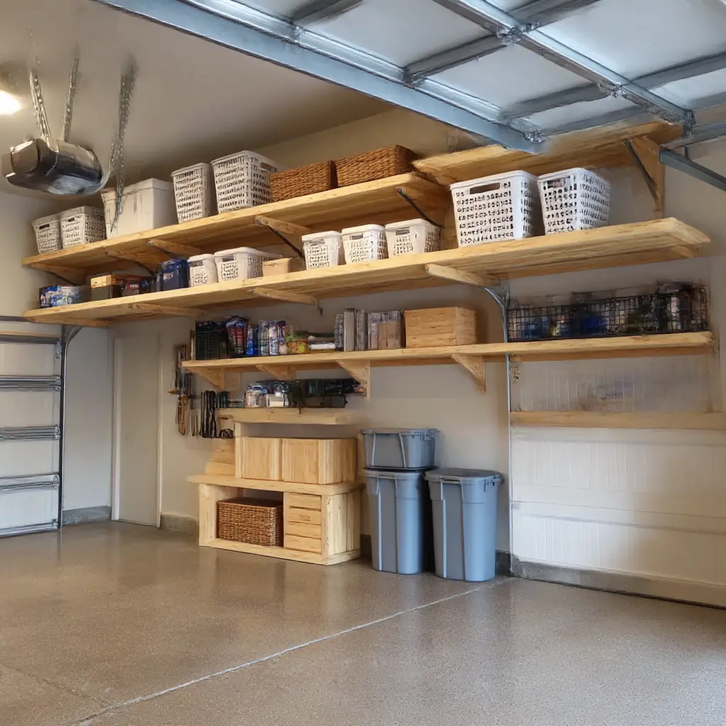 Shelving above garage doors