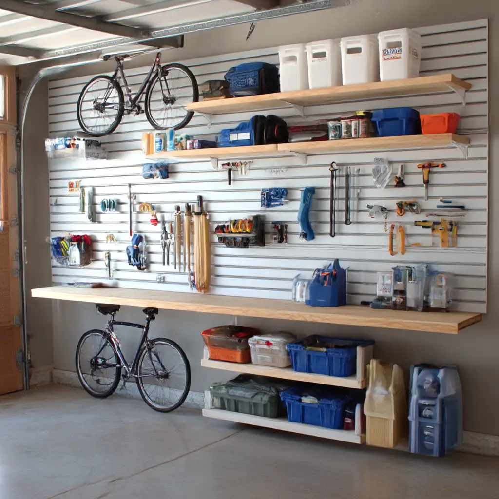 Slatwall with Shelving Attachments