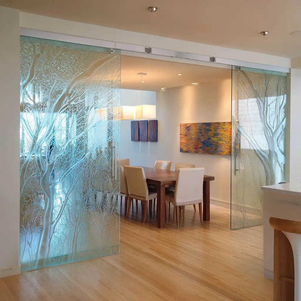 Sliding Glass with Frosting