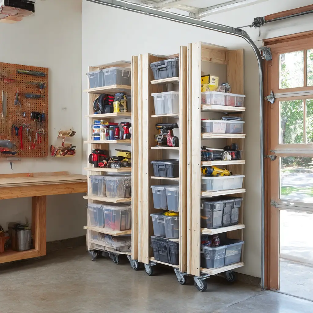 Slim rolling shelves