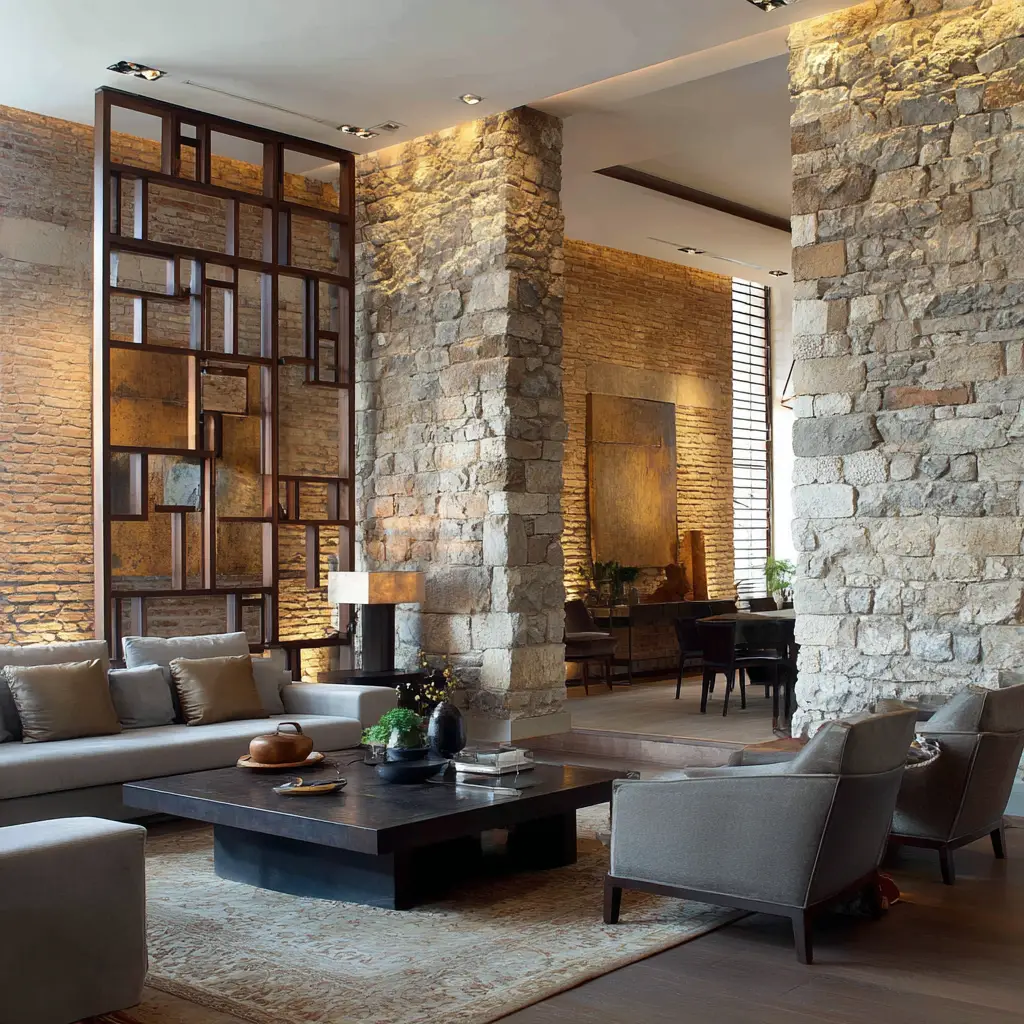 Stone or Brick Partition Wall