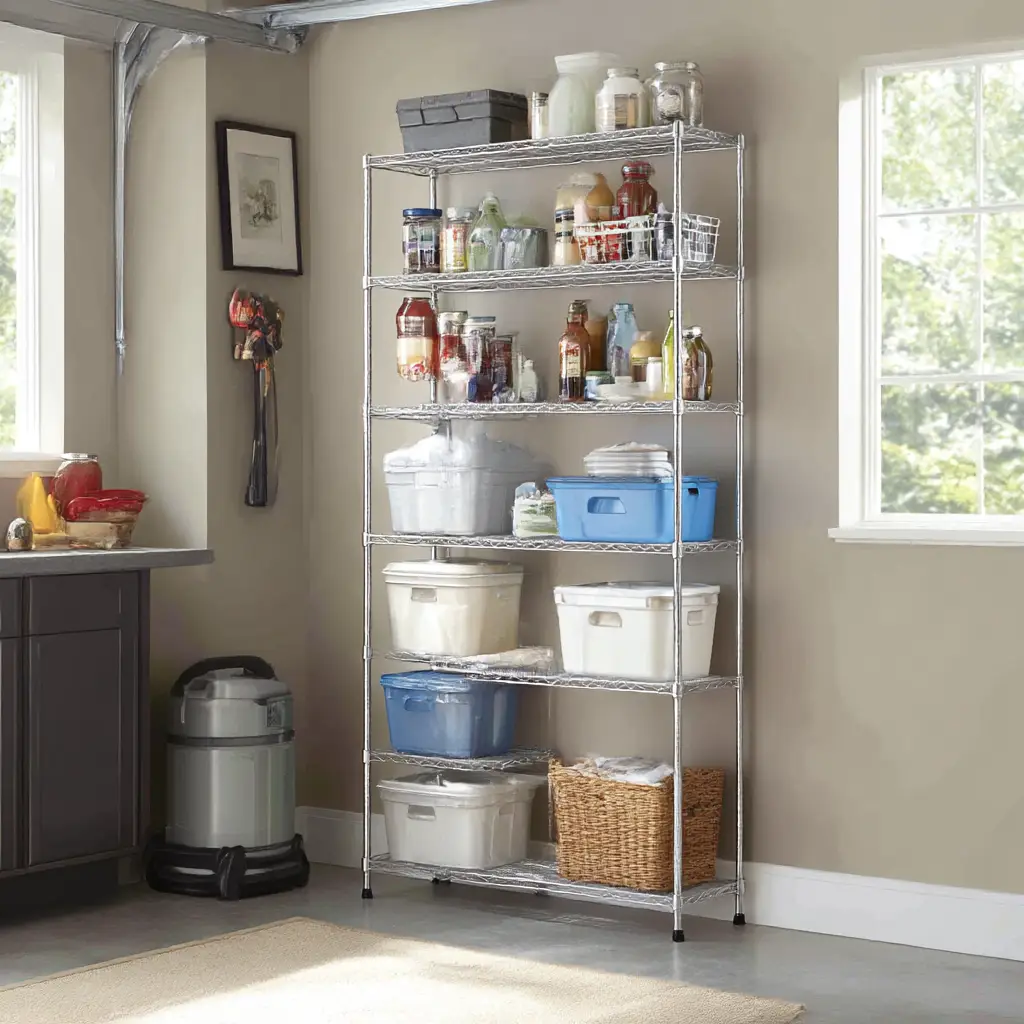 Tall narrow shelving towers