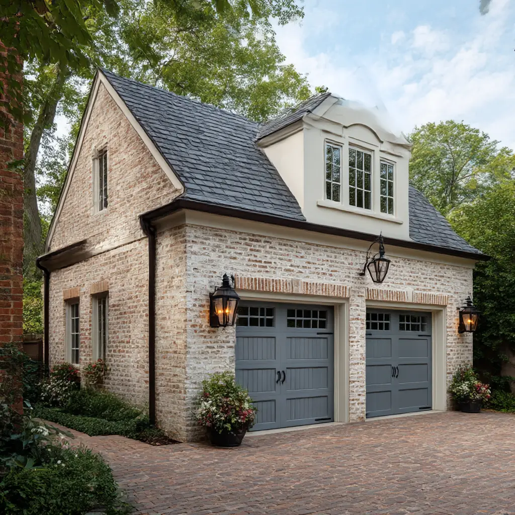 Two-Tone Brick Garage