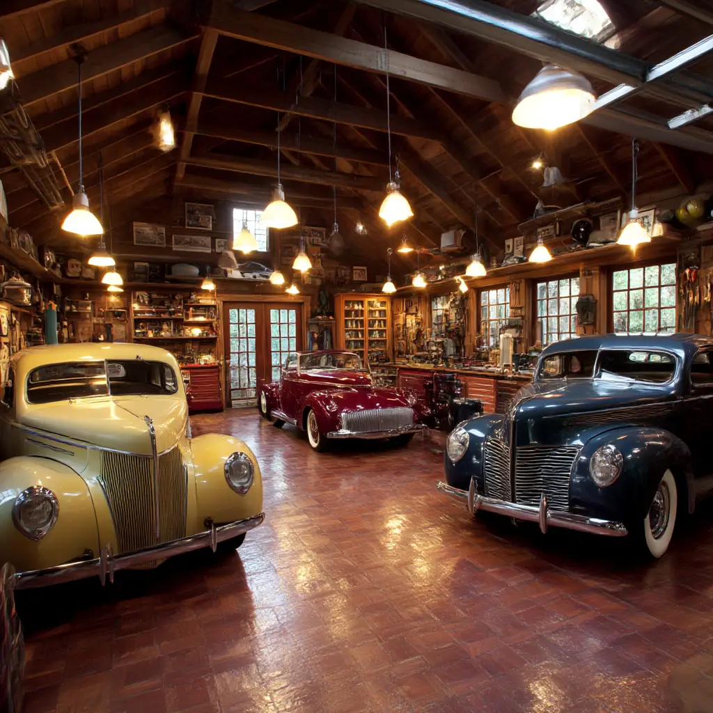 Vintage Car Display Garage
