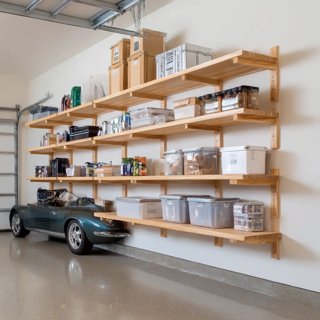 Wall-Mounted Wooden Shelves