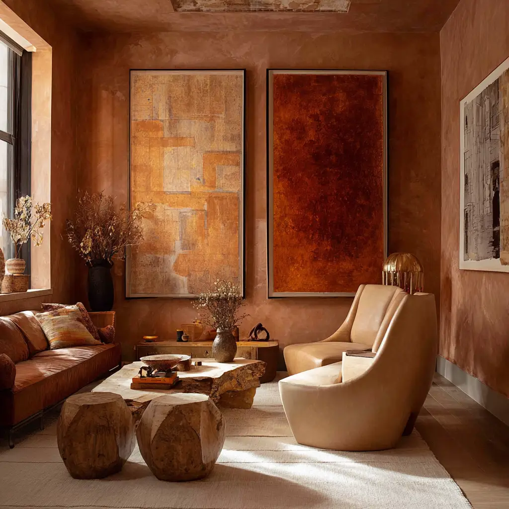 Warm-toned art pieces