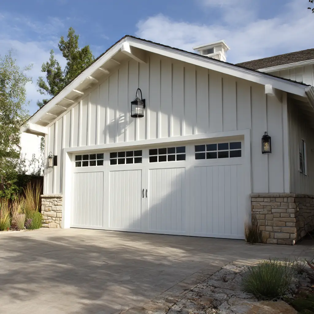 White Garage Doors with Vertical Lines