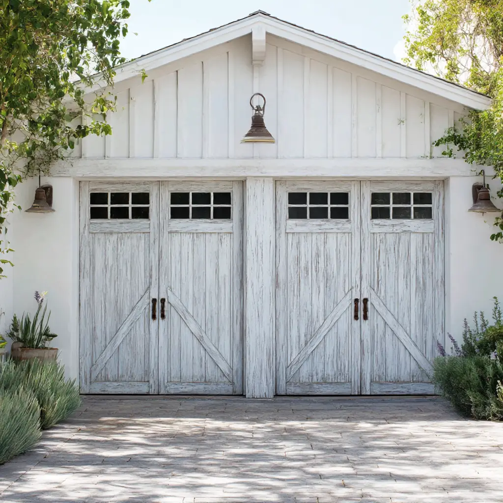 Whitewashed Garage Doors