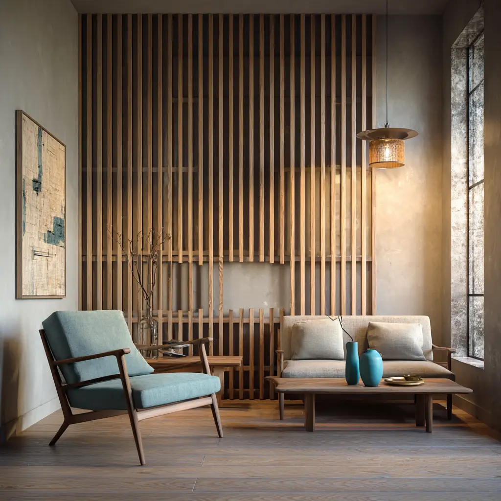 Wooden Slat Partition