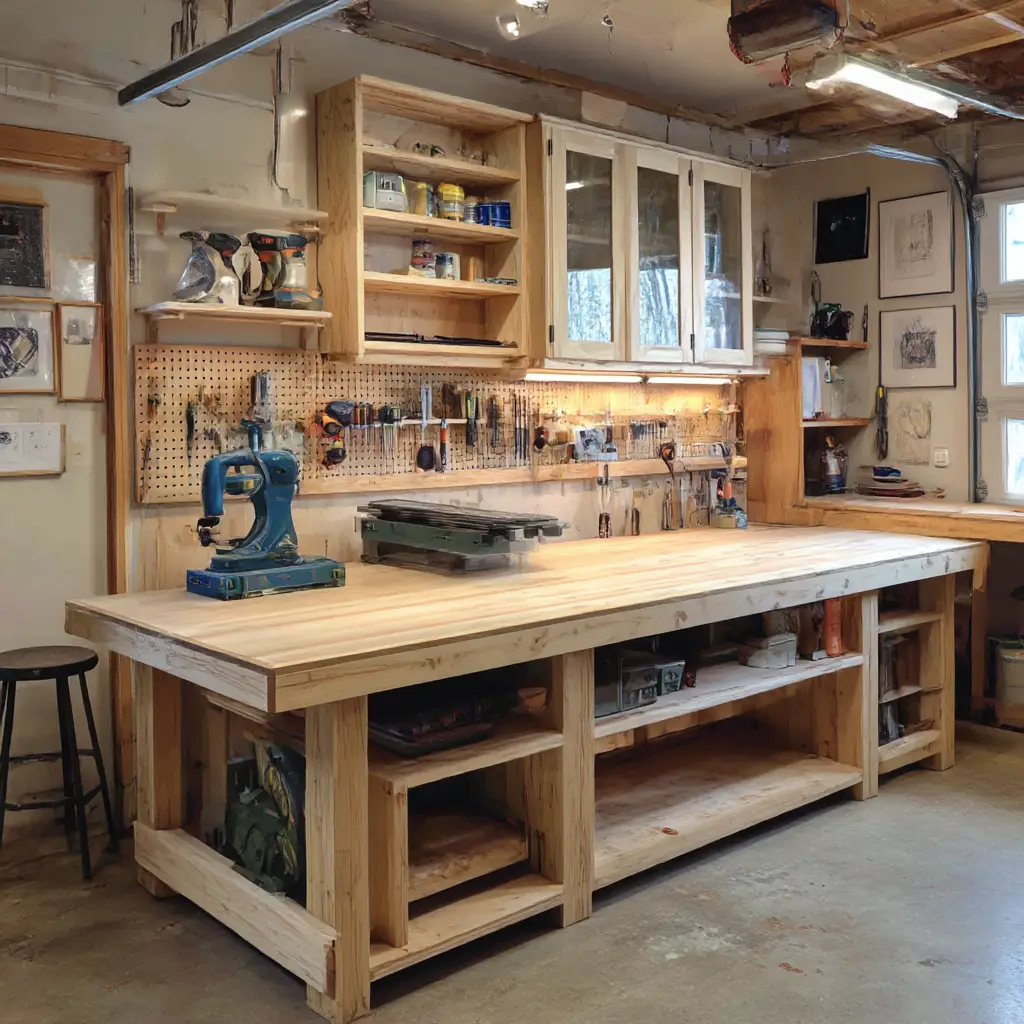 Workbench with Shelving and Doors