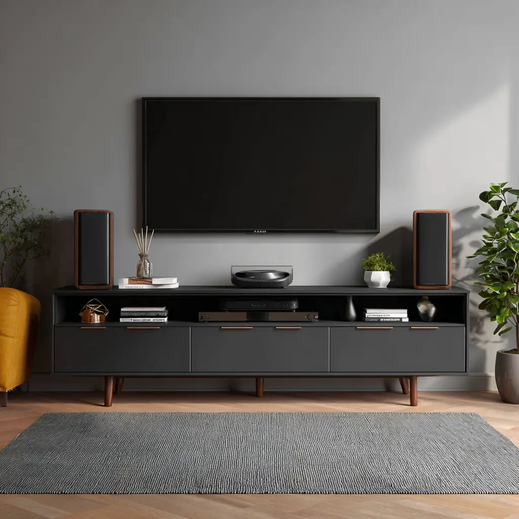 Black Matte Modern TV Stand