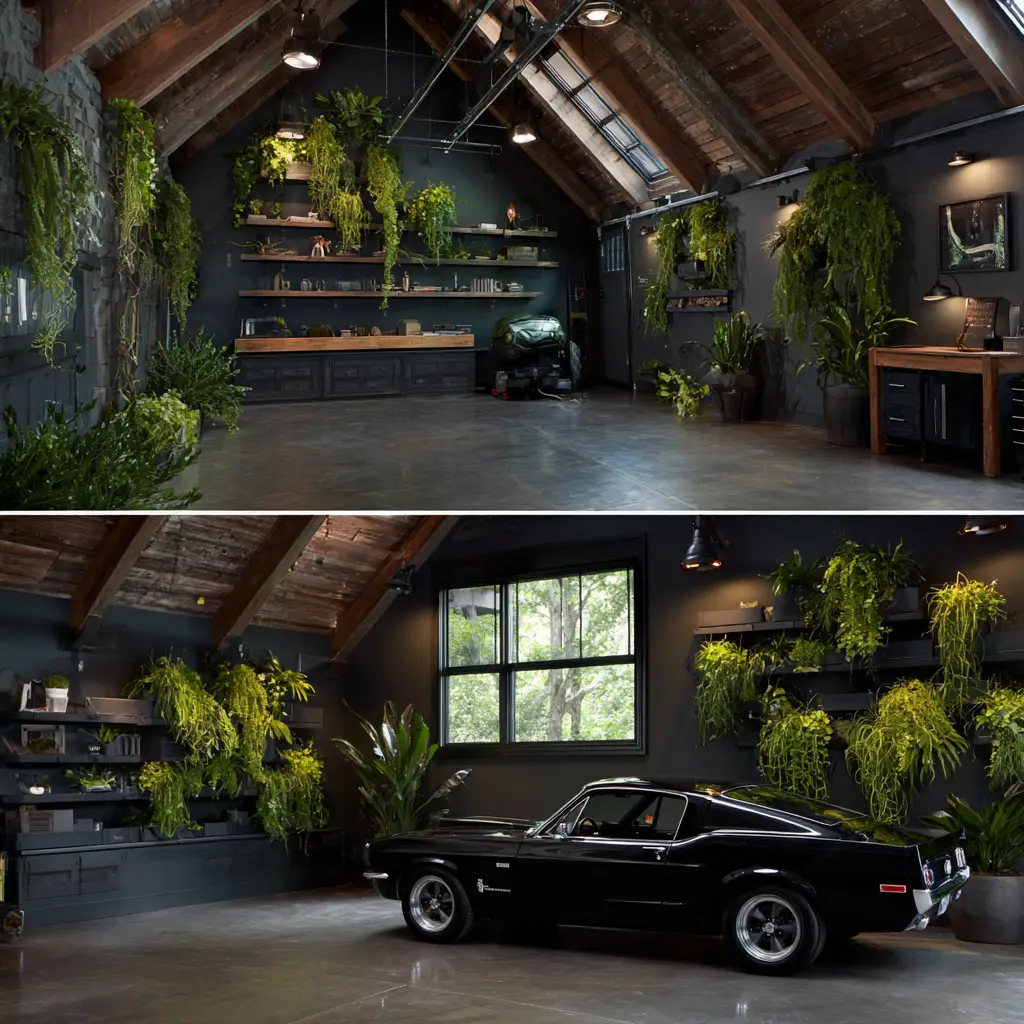 Black Walls with Green Plants