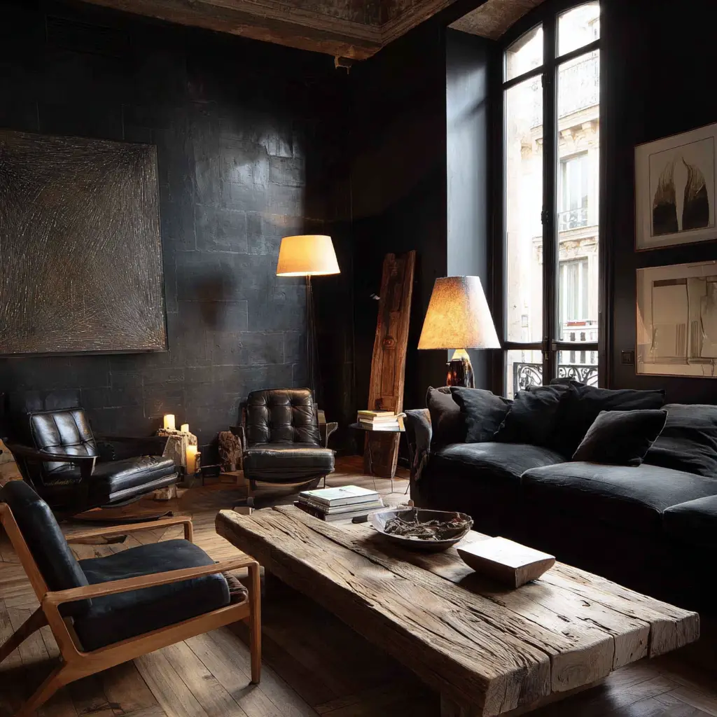 Black with Natural Wood