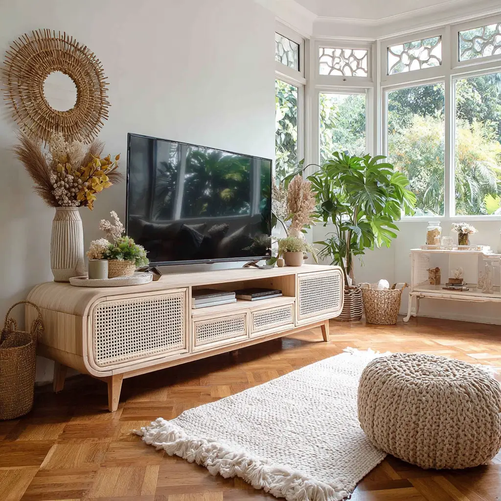 Boho-Inspired Rattan TV Stand