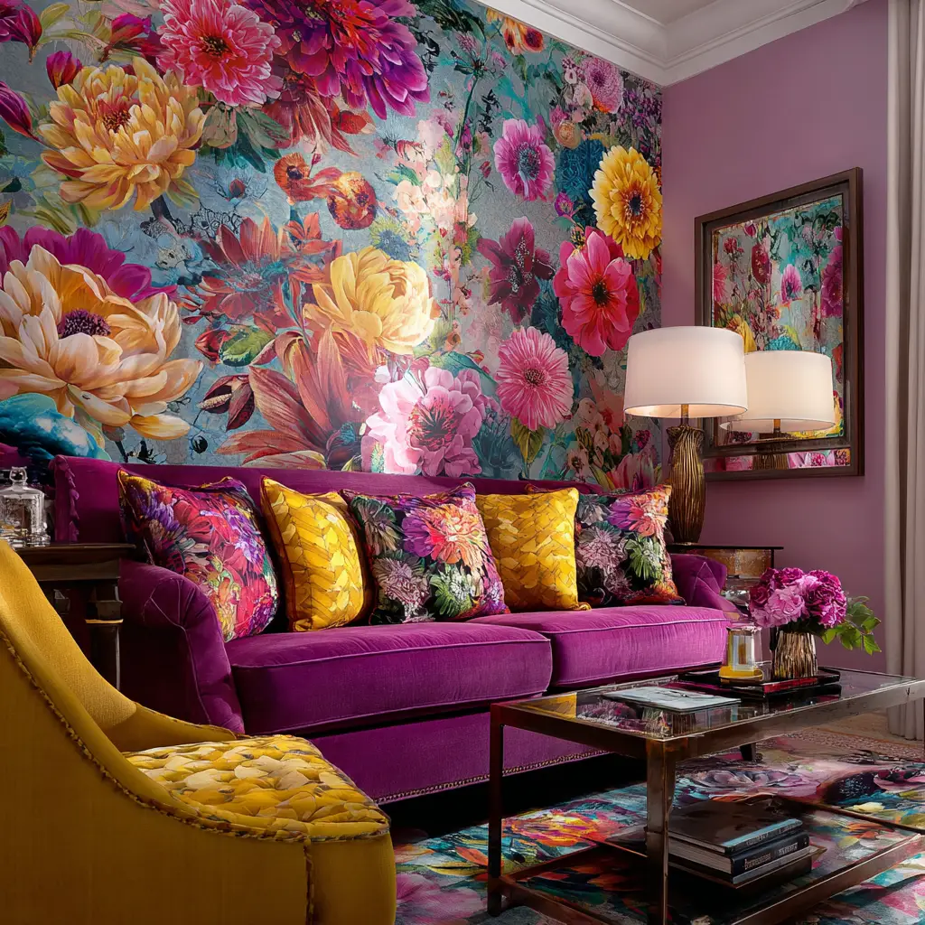 Bold Floral Accent Wall