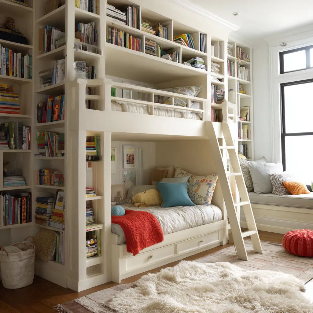 Bunk Beds with Bookshelves