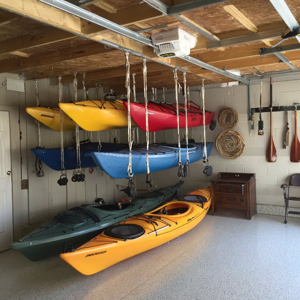 Ceiling Pulley Storage for Kayaks