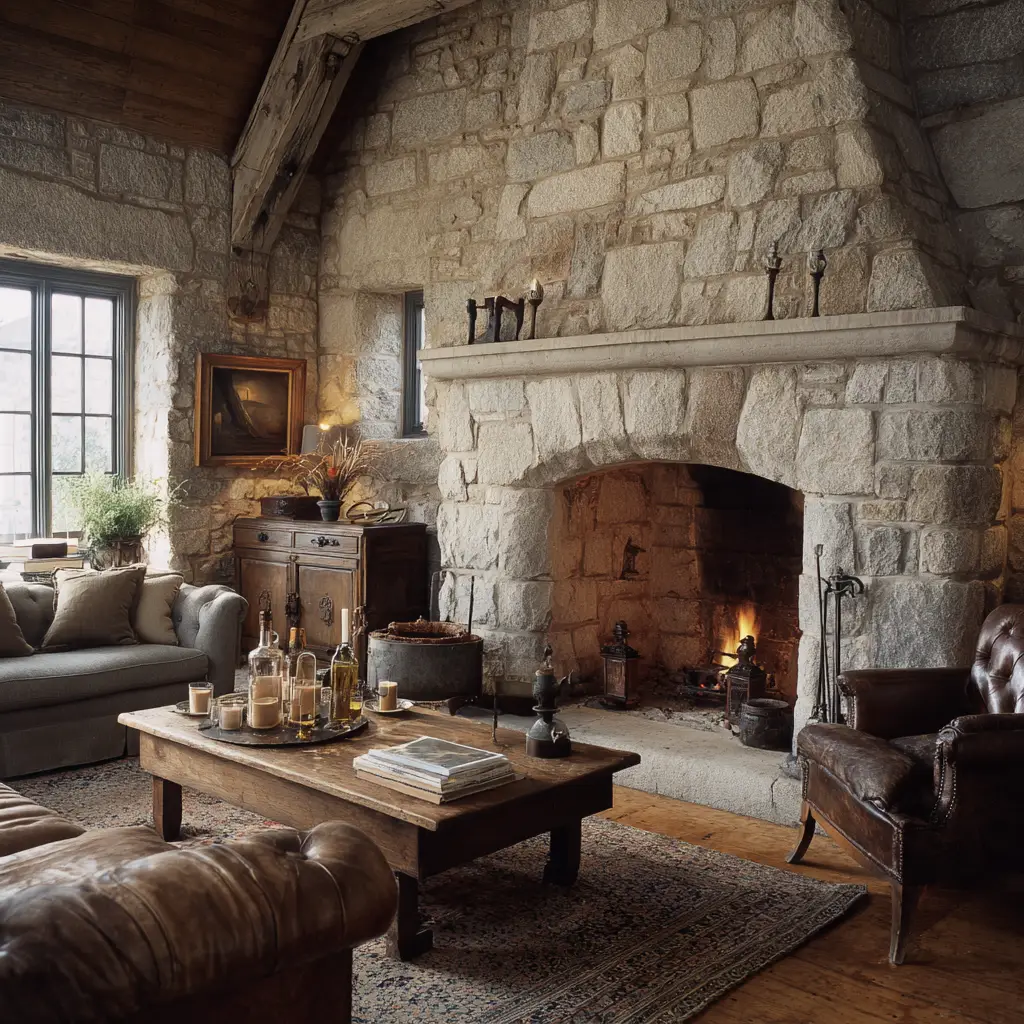 Classic Stone Fireplace