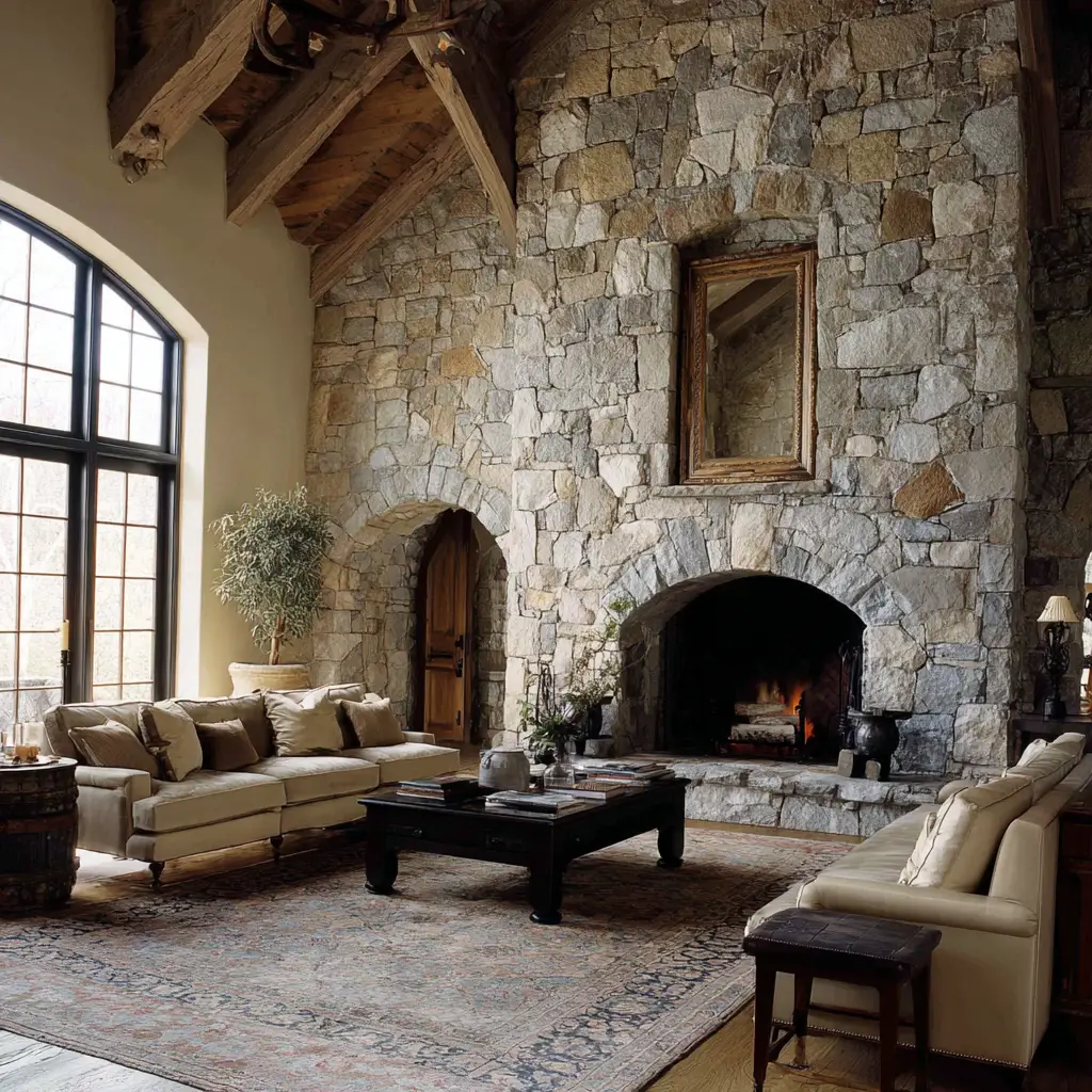Classic Stone Fireplace