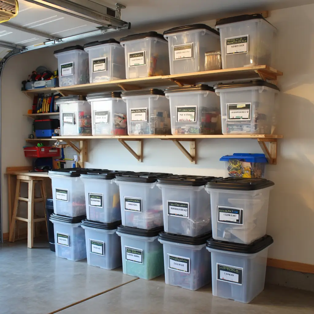 Clear Plastic Bins with Labels