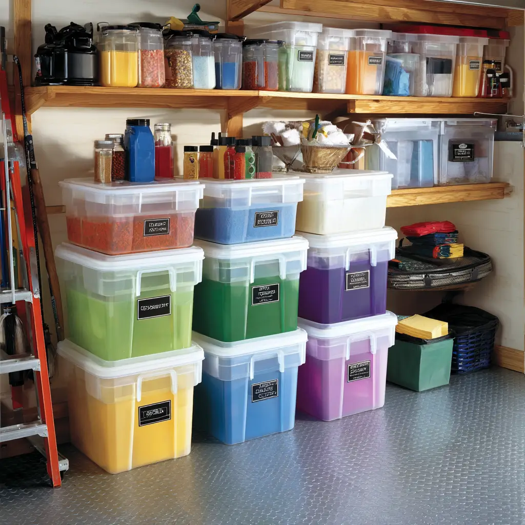 Clear Plastic Bins with Labels