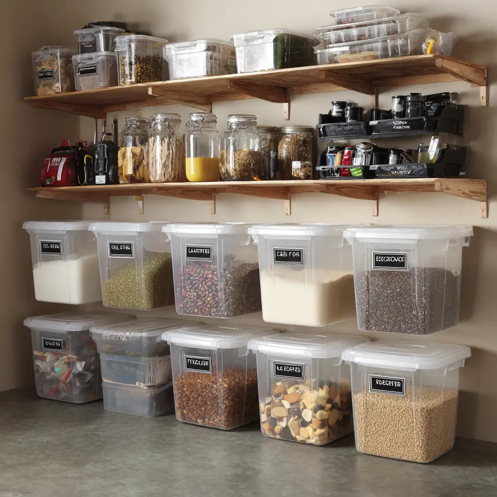Clear Storage Bins with Labels