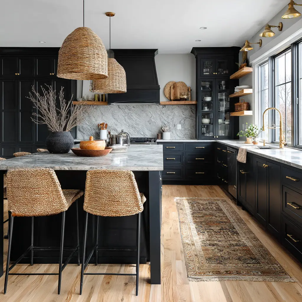 Coastal-Inspired Black Kitchen