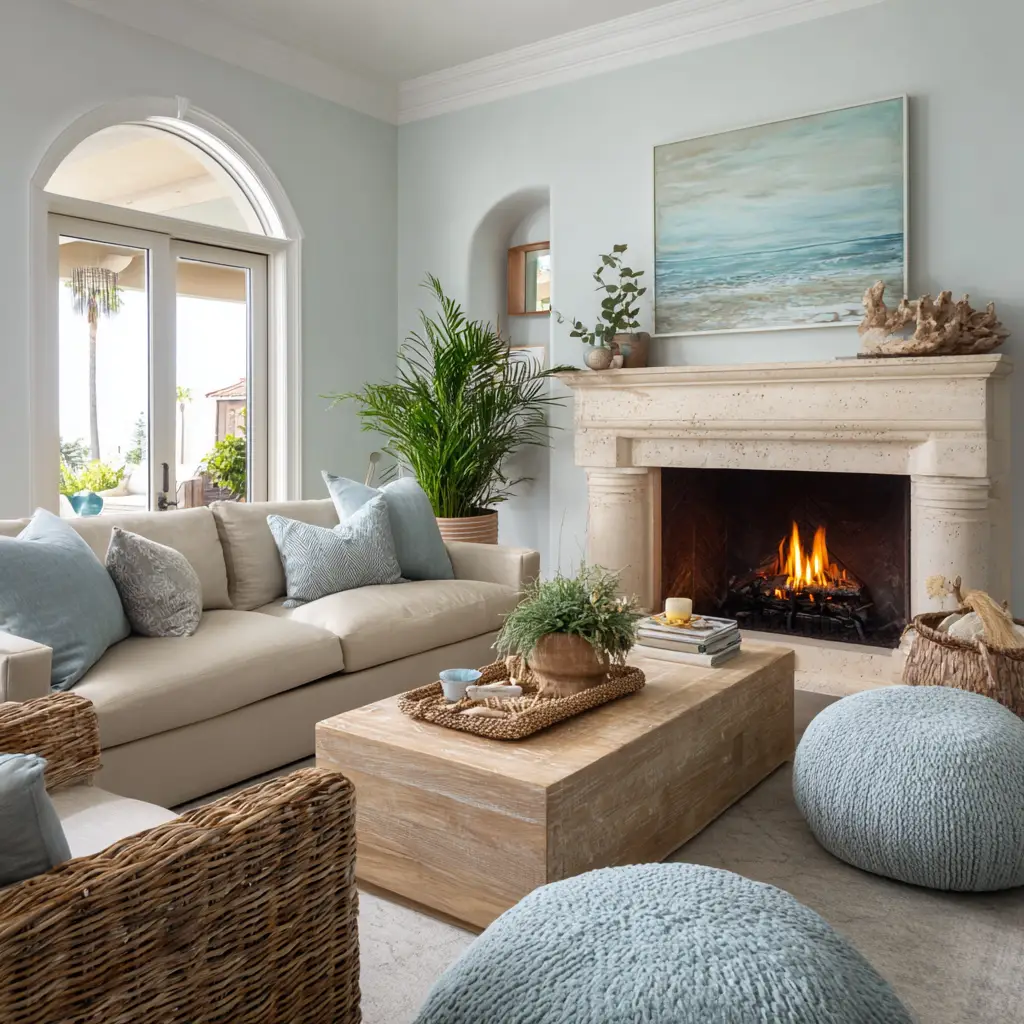 Coastal-Inspired Fireplace