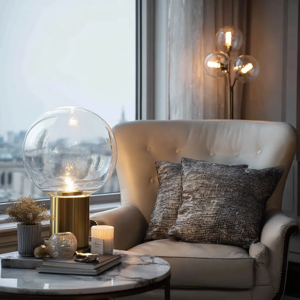 Contemporary Glass Globe Lamp