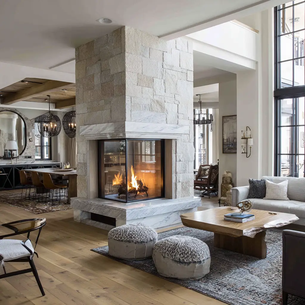 Double-Sided Fireplace