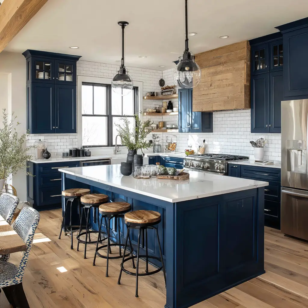 Farmhouse Navy Kitchen