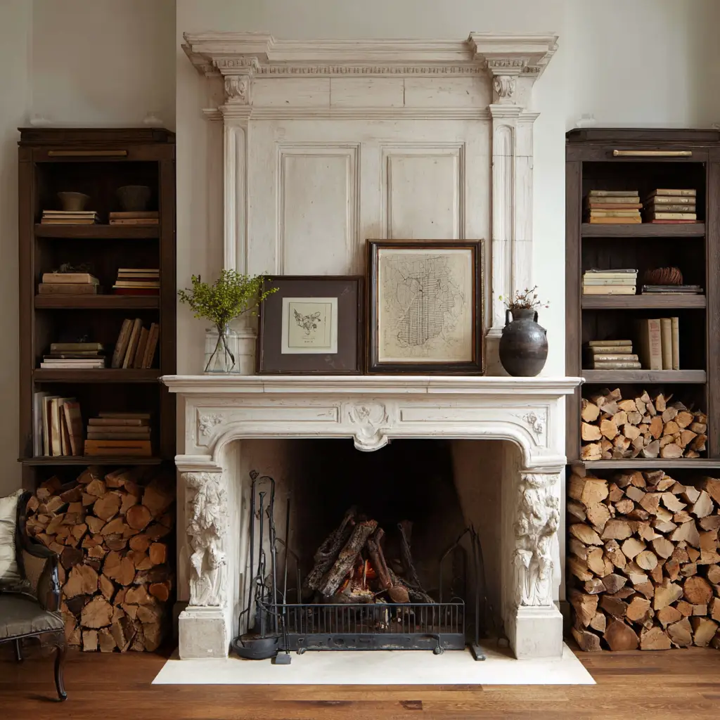 Fireplace Mantel Storage