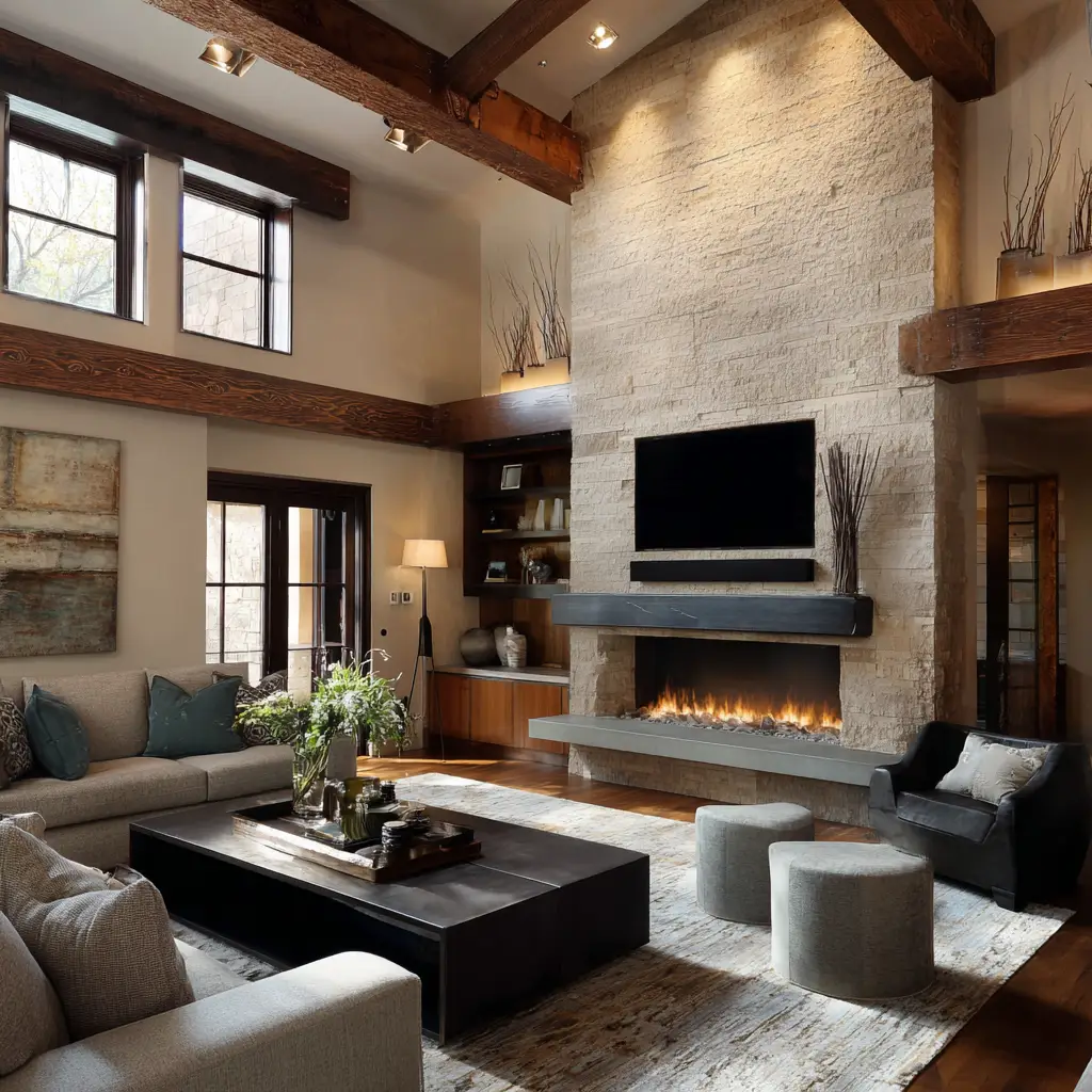 Fireplace and TV Combo Wall