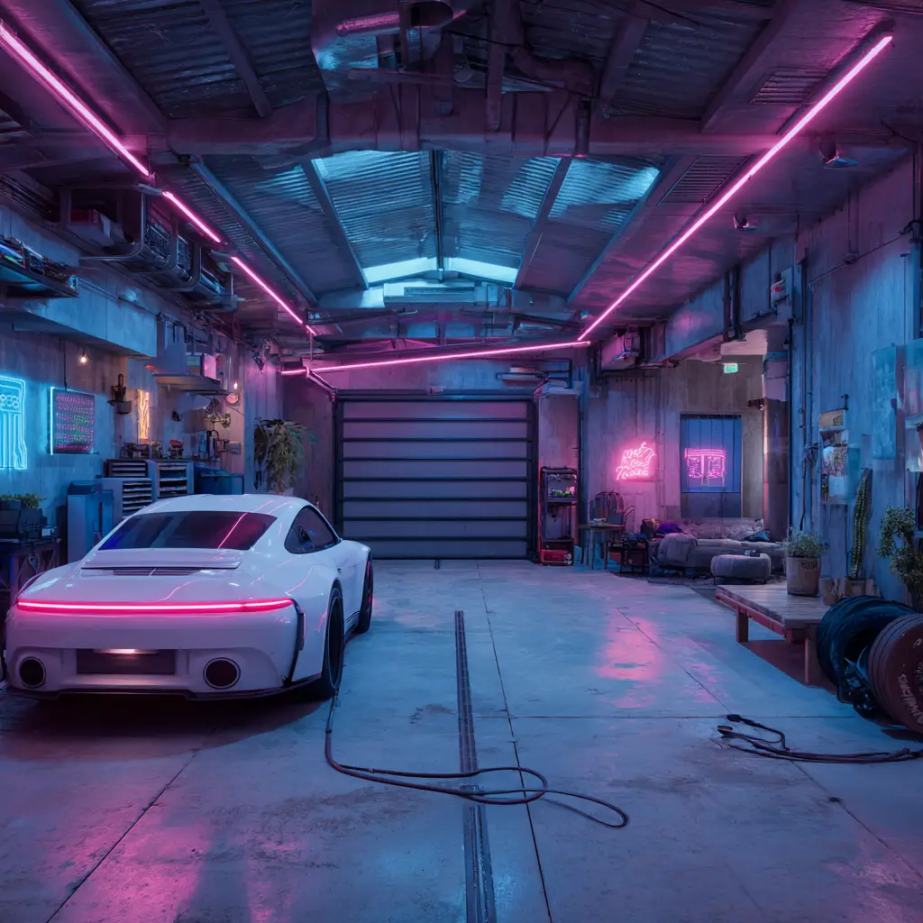 Futuristic Neon Garage