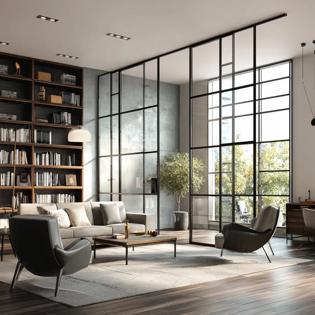 Glass Partition with Black Frames