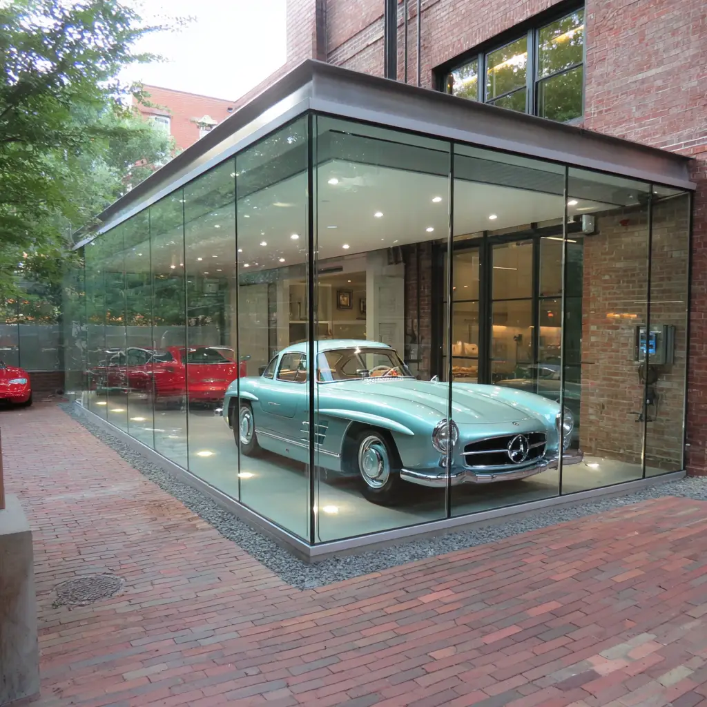 Glass-Walled Display Garage