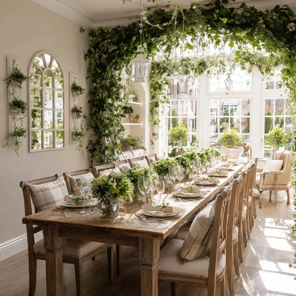 Greenery and Garland Table