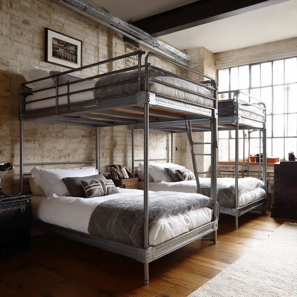 Industrial-Style Metal Bunk Beds