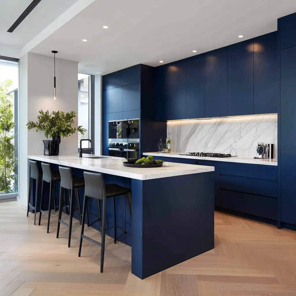 Minimalist Navy Cabinets