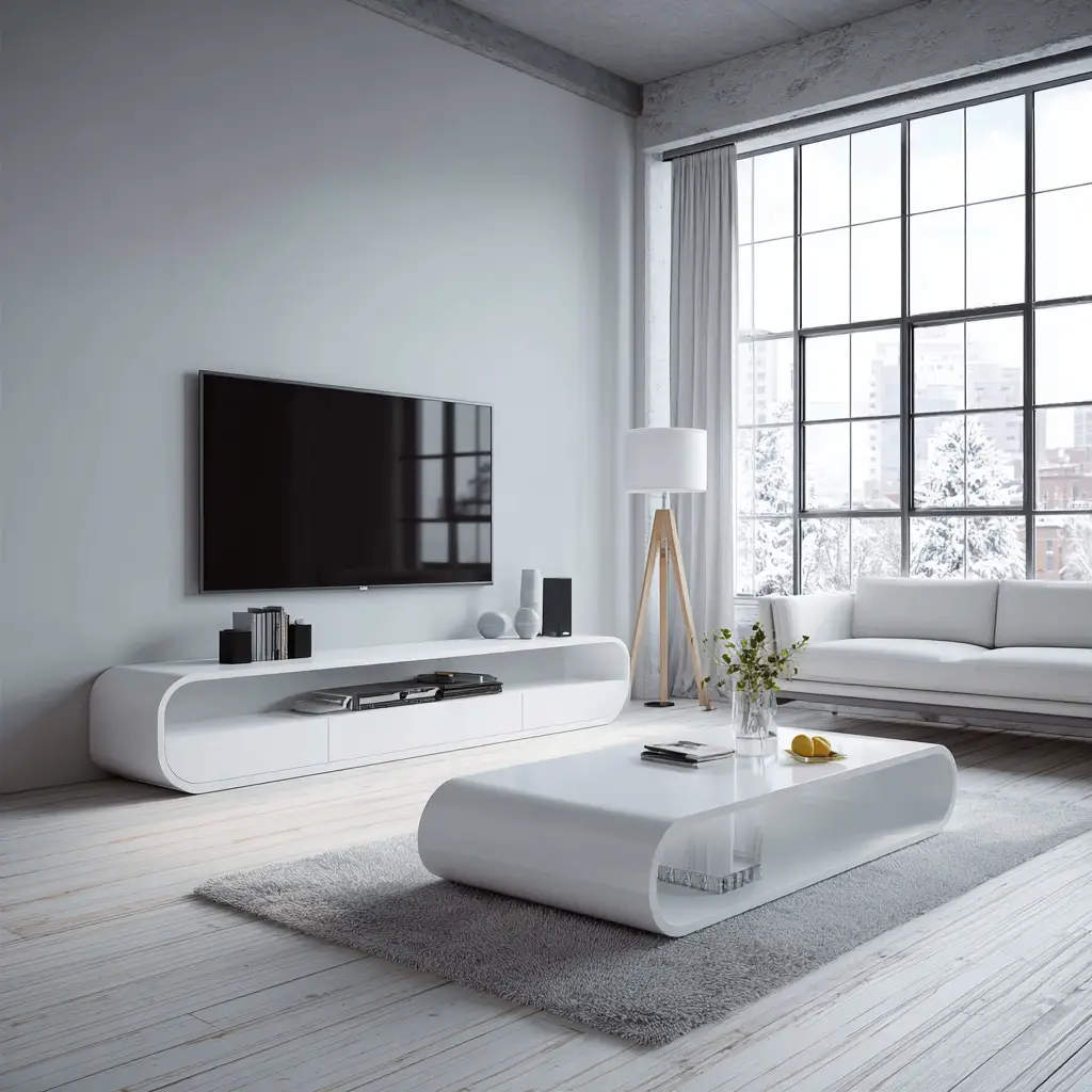 Minimalist White TV Stand