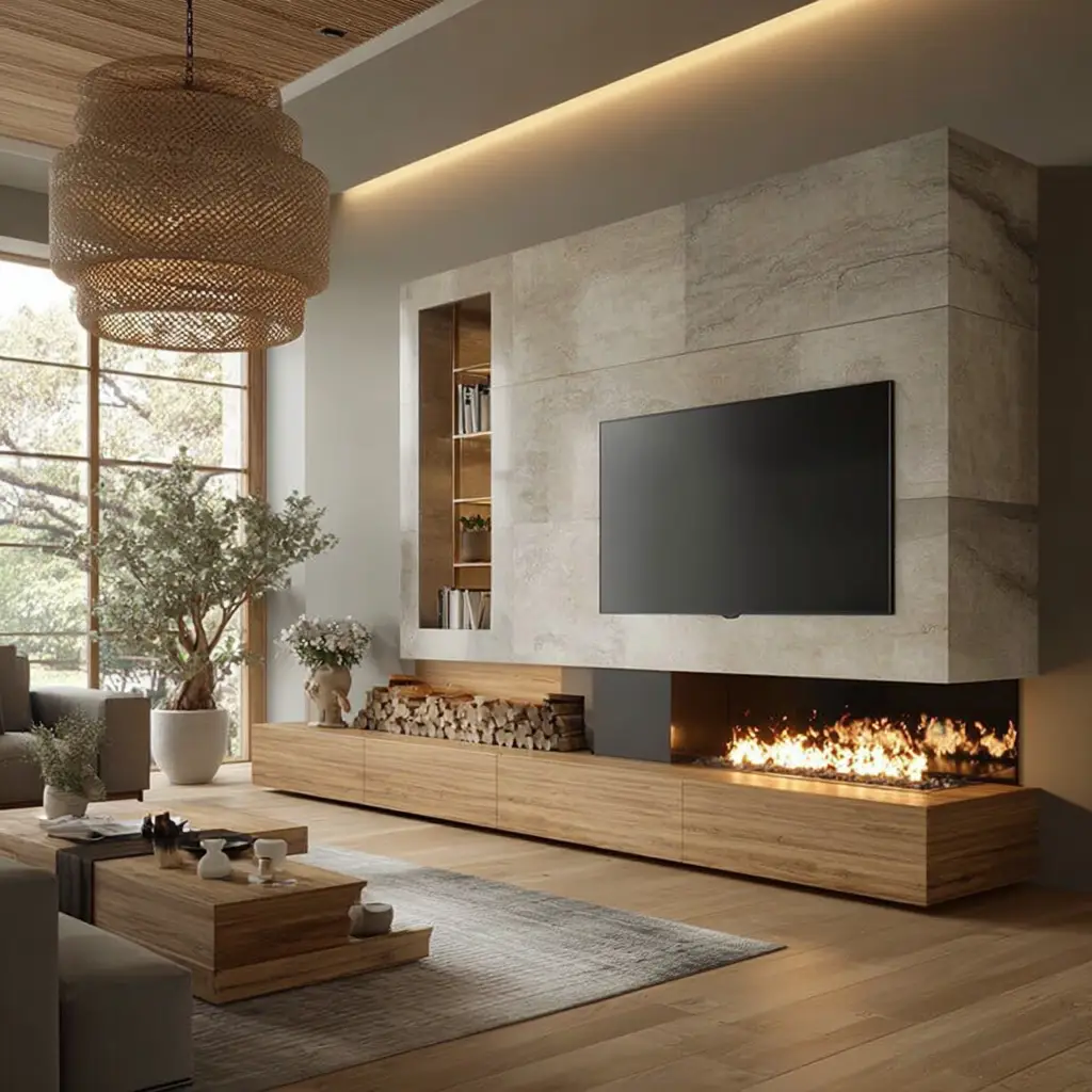 Multi-Functional TV Stand with Fireplace