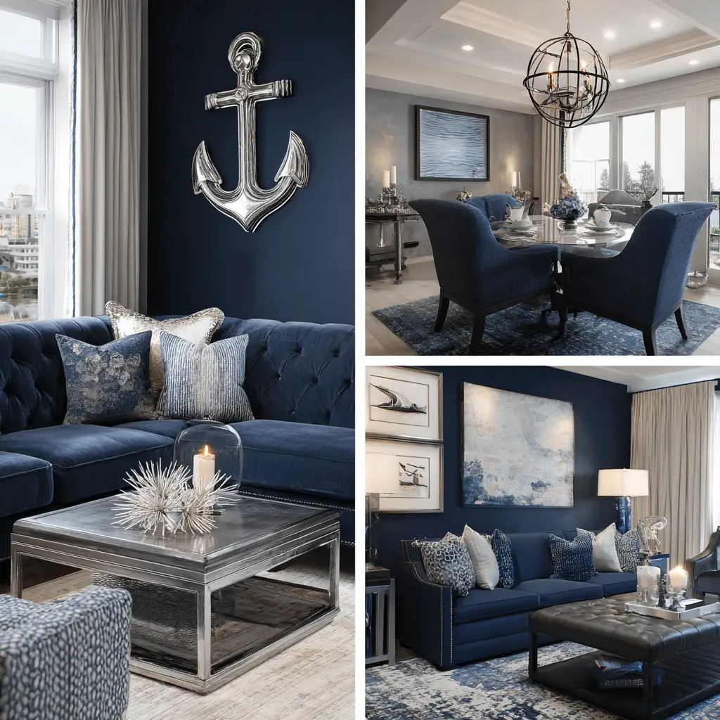 Navy and Stainless Steel