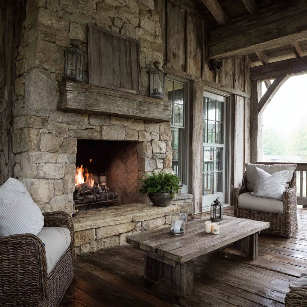 Outdoor Farmhouse Fireplace