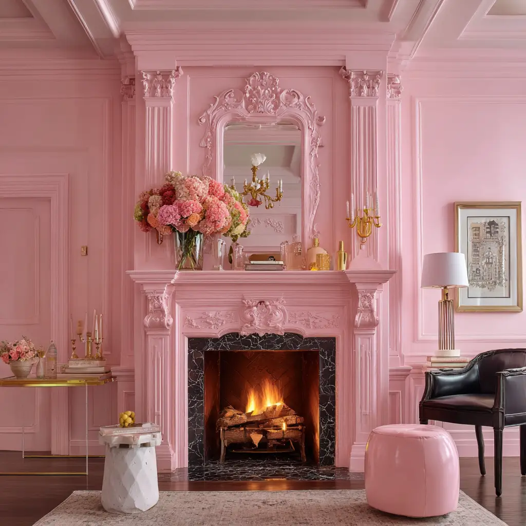 Pink Fireplace Mantel