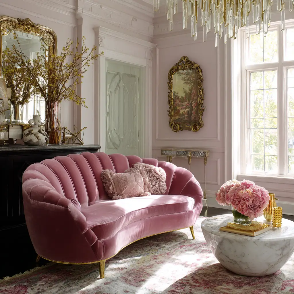 Pink Velvet Sofa for a Luxurious Touch