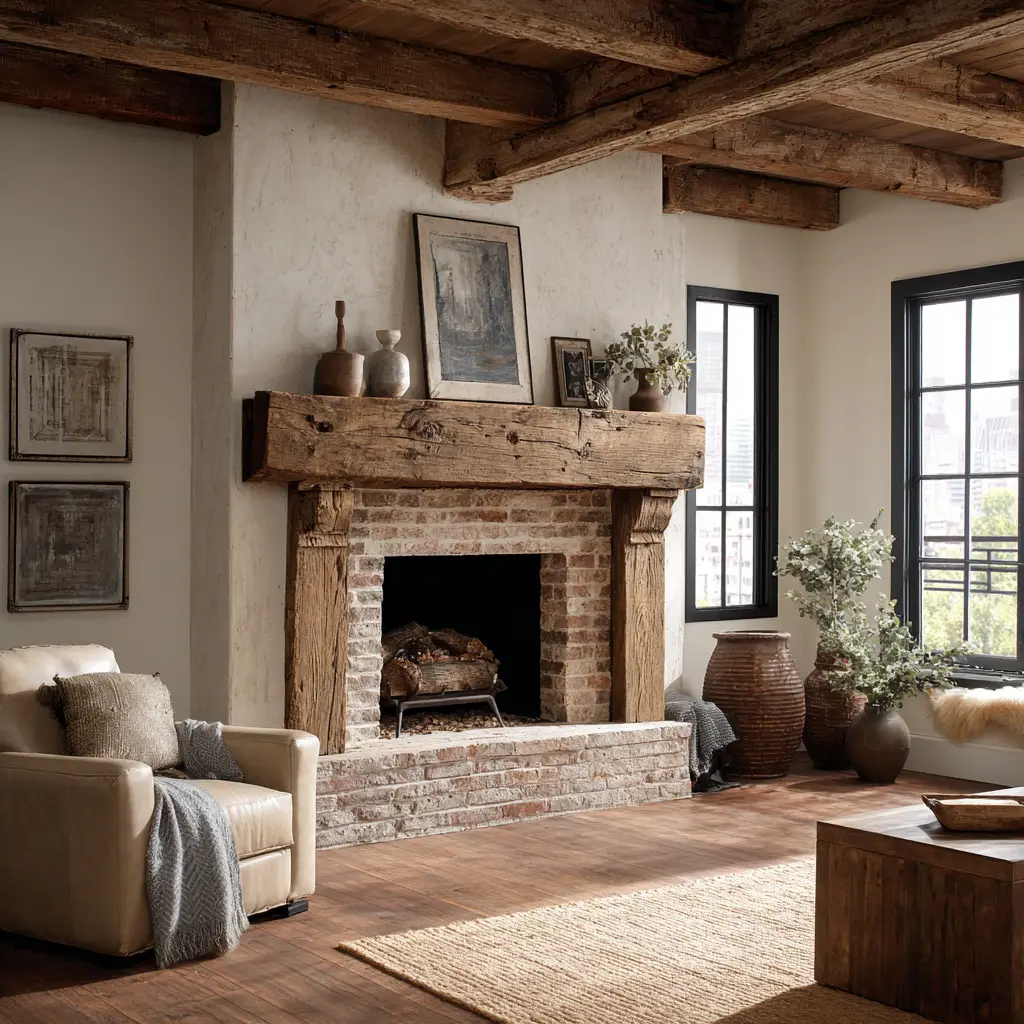 Rustic Beam Mantel