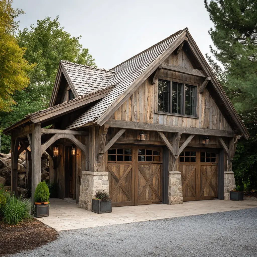 Rustic Timber Frame Breezeway