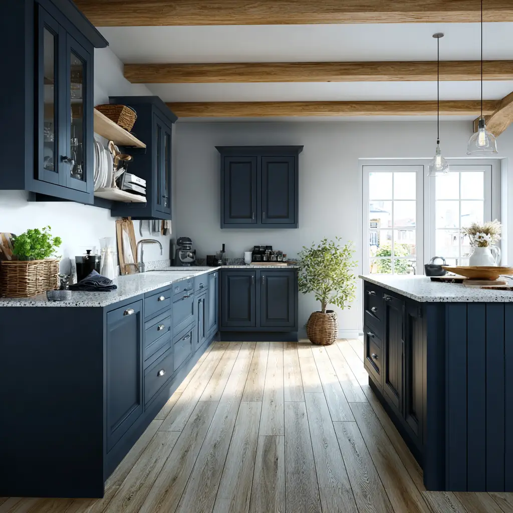 Shaker-Style Navy Cabinets